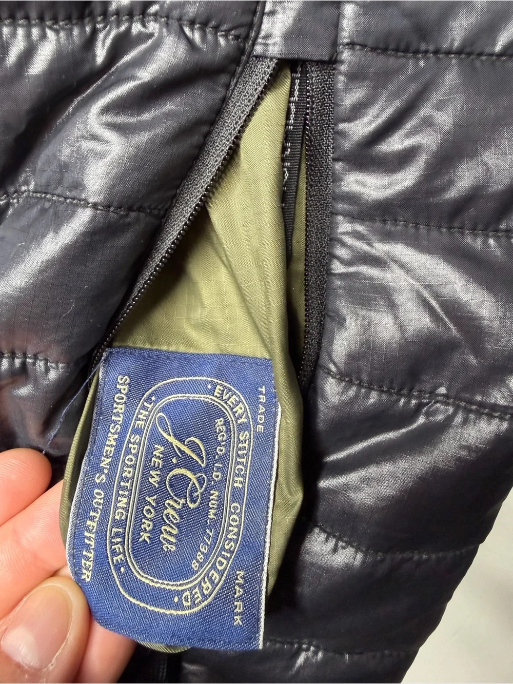 J.Crew Men's Lightweight Quilted Puffer Down Jacket Medium Black Packable